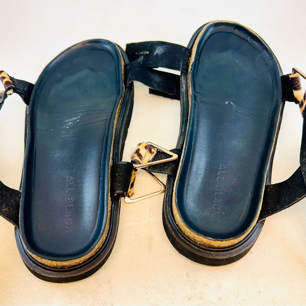 ALL BLACK Footwear Jungle Leopard Print Lowform Adjustable Flat Sandals 39 8.5 - Picture 6 of 12
